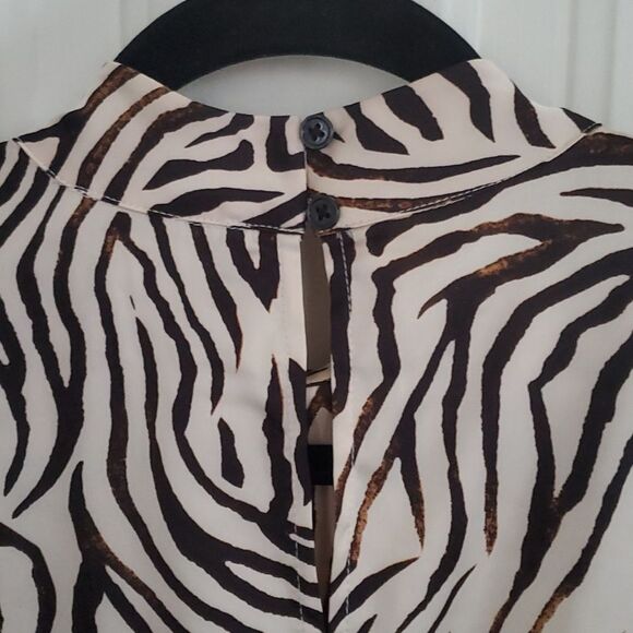 Rachel Zoe Zebra Cropped Ruched Long-Sleeve Blouse Small - Picture 12 of 13
